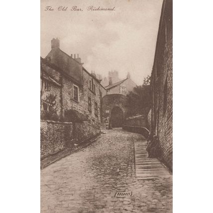 Sad Child at The Old Bar Richmond Antique Yorkshire Postcard