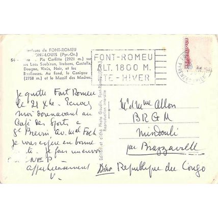 Mont Louis Font Romeu France RP Postcard Posted 1962 crease