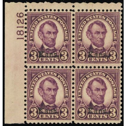 661, Mint VF NH 3¢ Plate Block of Four - Stuart Katz