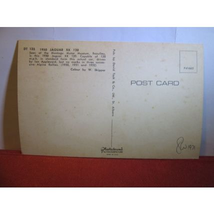 1950, JAGUAR XK 120 motor car unused postcard dated 1971 #
