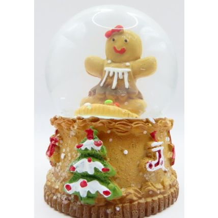 Miniature Mrs Gingerbread Woman Snow Globe Glitter Christmas 6 CM Cift