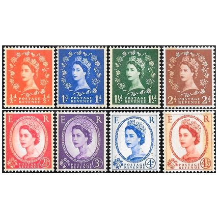 QEII 1959 Phosphor Graphite Wildings Full set of 8 SG599-609 UM Cat £100 (hrd)