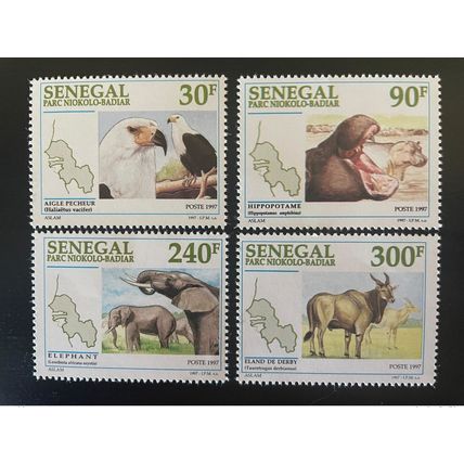Sénégal 1997 Mi. 1485 - 1488 Parc Niokolo-Badiar Aigle Rapace Elephant RARE MNH