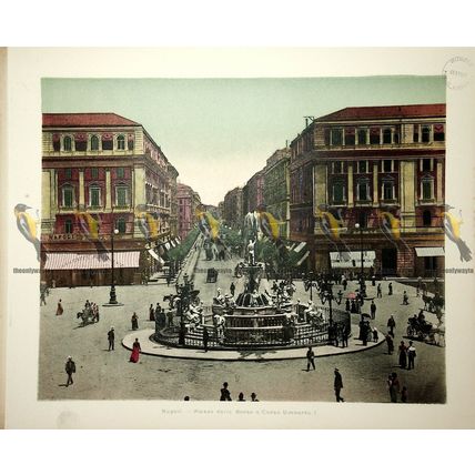 Naples, Piazza Della Borsa & Corso Umberto, Italy, Book Illustration, 1899