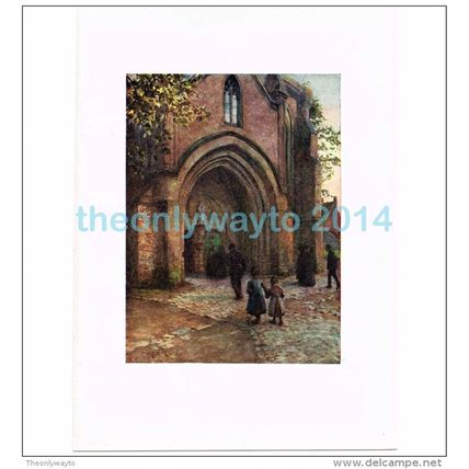 CHURCH PORCH (EVENSONG), NIEUPORT, BELGIUM, BOOK ILLUSTRATION (PRINT), 1906