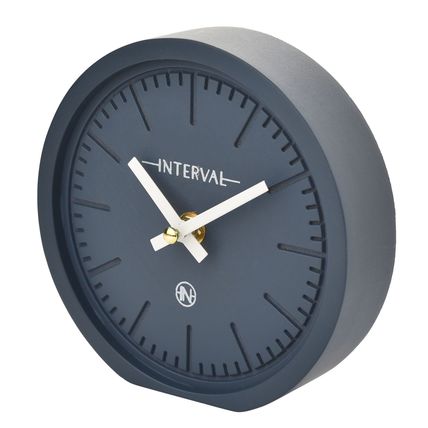 Navy Cement Effect Desk Clock 15 CM White Hands Home Decor Timekeeping Gift
