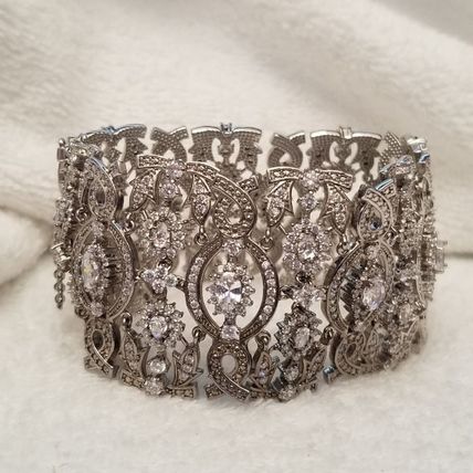 Silver Tone Rhinestone Bridal Bracelet
