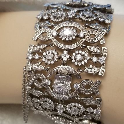 Silver Tone Rhinestone Bridal Bracelet