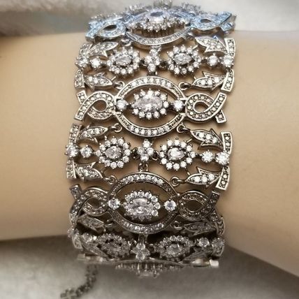Silver Tone Rhinestone Bridal Bracelet