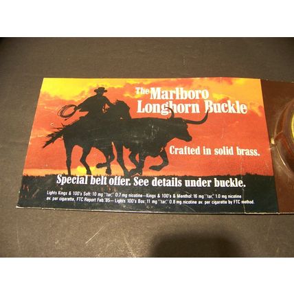 MARLBORO LONGHORN BUCKLE SOLID BRASS BELT BUCKLE NEW IN PACKAGE 1980's