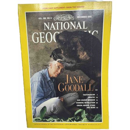 National Geographic Magazine December 1995 Jane Goodal Collectible Vintage b