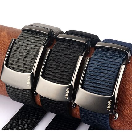 Men's nylon buckle automatic belt with hollow buckle head, casual waist belt