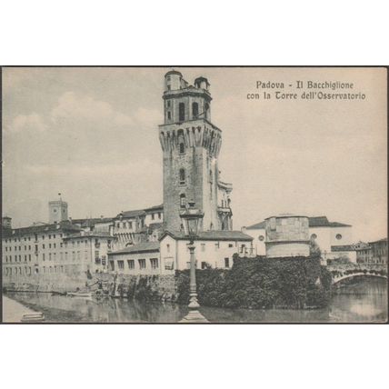 Il Bacchiglione con la Torre dell'Osservatorio, Padova, 1917 - Ruzza Cartolina