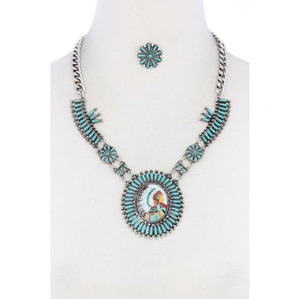 Multi Color Indigenous Pendant Necklace