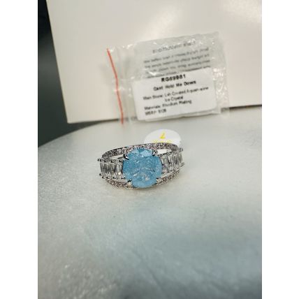 NIB Bomb Party Sz7 RG69981 Cant Hold Me Down LC Aquamarine Ice Crystal Rhodium P