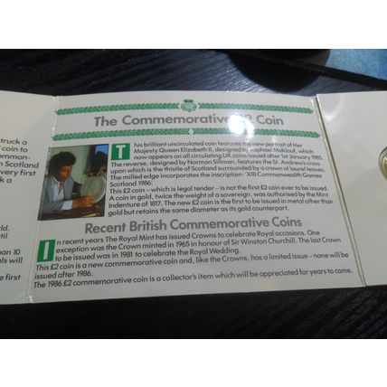 1986 Elizabeth II £2 coin to commemorate the Commonwealth Games.