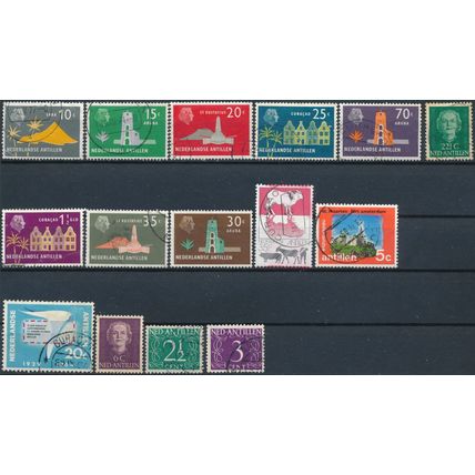 15 Stamp Selection - Netherlands Antilles - Used Hinged