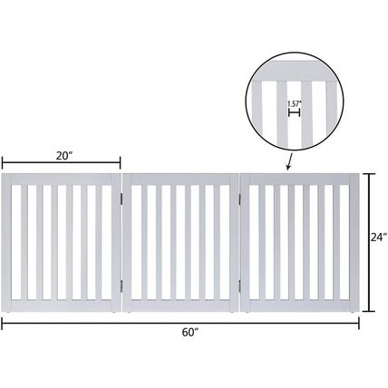 Unipaws 24”H Free Standing Pet Gate for Dog Cat, Wooden Dog Gates for Doorway, S
