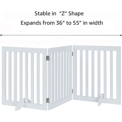 Unipaws 24”H Free Standing Pet Gate for Dog Cat, Wooden Dog Gates for Doorway, S