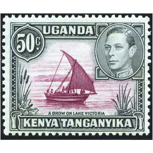 Kenya KUT KGVI 1950 50c Reddish Purple & Black Mounted Mint SG 144ea Perf 13x12½