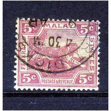 MALAYSIA 1922 SG61 5c MAUVE / PALE YELLOW FINE USED#3