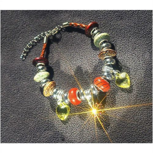 Fully Loaded Woven Bracelet Disco Ball Charm Euro Bead Jewellery 1974