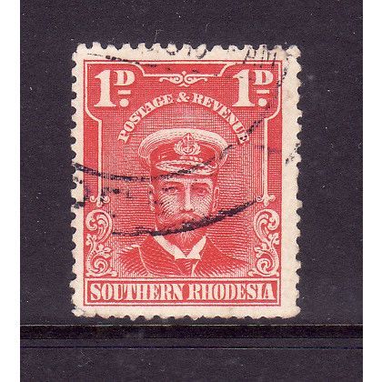 SOUTHERN RHODESIA 1924 SG 2 1d BRIGHT ROSE FINE USED#2