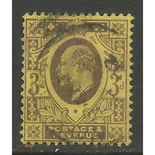GB 1901 - 11 KEV11 3d Yellow/Purple jubilee pmk 1902. ( T36 )