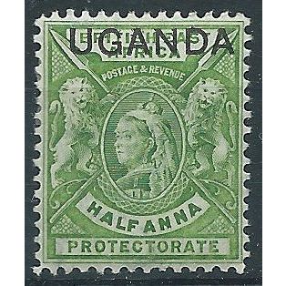 Uganda 1902 SG92 1/2a Yellow-Green Mounted Mint..