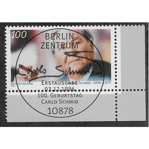GER 1996 100pf 'CARLO SCHMID' (CORNER MARGIN) FINE USED (EBID54-629)