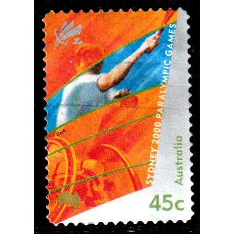 Australia 2000 Paralympic Games 45c Used P&S Stamp. Tennis