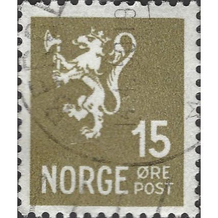 NORWAY, Lion rampant with axe, brown 1937, 15ore