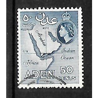 ADEN 1953 50c DULL BLUE MAP SG 58 FINE USED