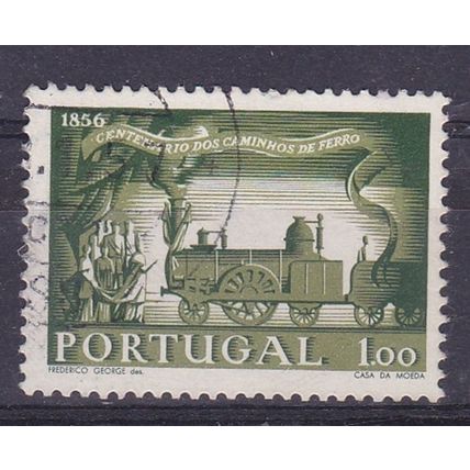 PORTUGAL 1956 CENTENARY RAILWAYS 1e USED SG1136 STEAM TRAIN