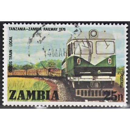 ZAMBIA, 1976 25n Goods Train, SG256 (Scott #165), used