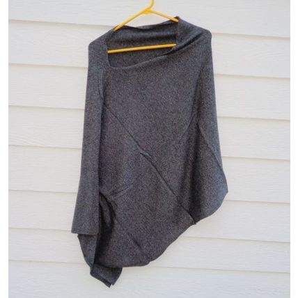 Lisa Robertson Charcoal Gray Cashmere Poncho Sweater Cape OS wsw030