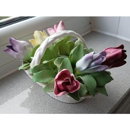 Crown Staffordshire Flower Posy Basket Ornament. Limited edition No. 254, Boxed