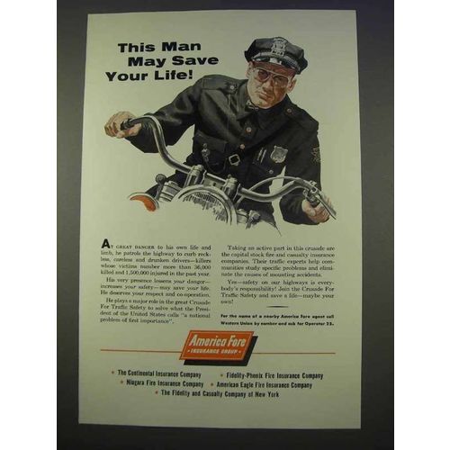 1955 America Fore Insurance Ad - May Save Your Life