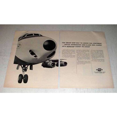1964 2-page United Airlines Ad - Cross The Continent