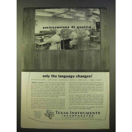 1963 Texas Instruments Ad - Only the Language Changes