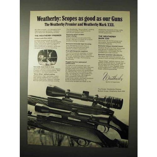 1974 Weatherby Premier and Mark XXII Scopes Ad