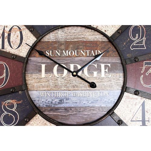 Wanduhr Metall,ø60cm, Sun Mountain, Vintage, nostalgisch