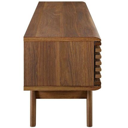 59" Mid Century Modern LED LCD DLP HD Walnut Slatted Media TV Stand Credenza Sla