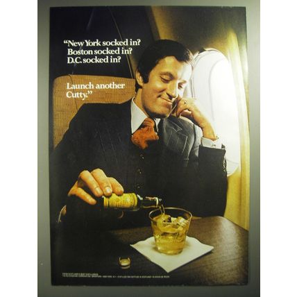 1974 Cutty Sark Scotch Ad - New York socked in? Boston socked in?