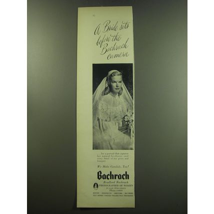 1949 Bradford Bachrach Photographer Advertisement - A bride sits before