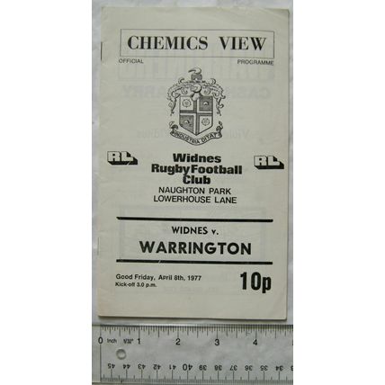 1977 programme Widnes v. Warrington, 8/4