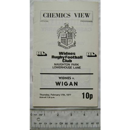 1977 programme Widnes v. Wigan, 17/2