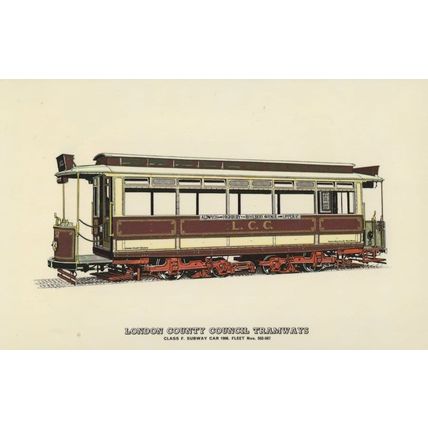 London County Council Tramways 1906 Class F Subway Car Postcard