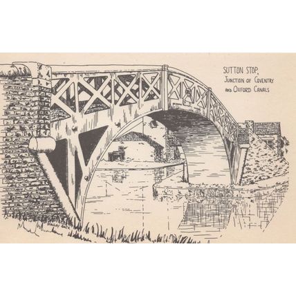 Sutton Stop Coventry Junction Oxford Canal 1970s Drawing Postcard