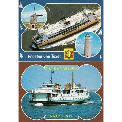 Met De Marsdiep Naar Texel 2x Ship Postcard